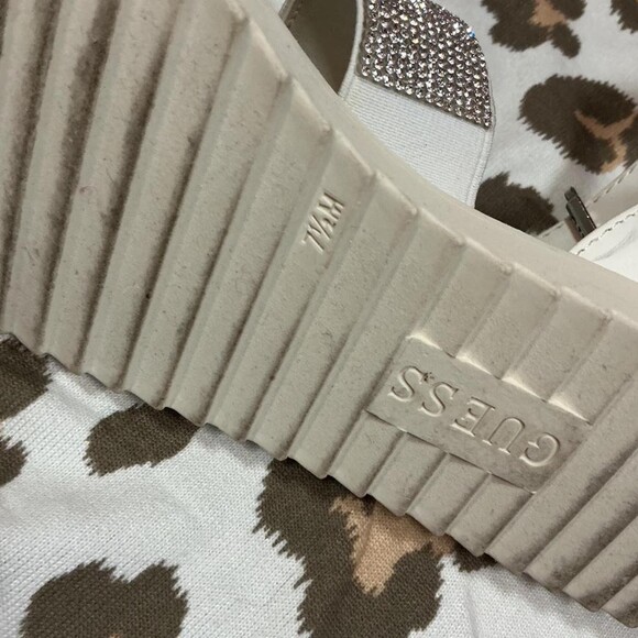 Guess White Rhinestone Platform Sandals - Picture 6 of 6